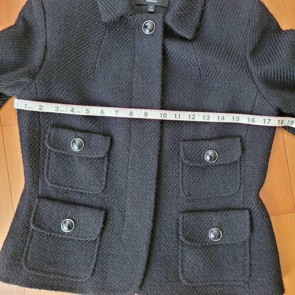 Talbots wool blend black chanel inspired blazer office workwear goth preppy acad - Picture 10 of 12
